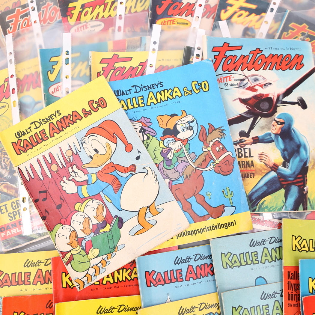 SERIETIDNINGAR, 75 st, Fantomen, Kalle Anka, 1960-tal + diverse 1960-/70tal.