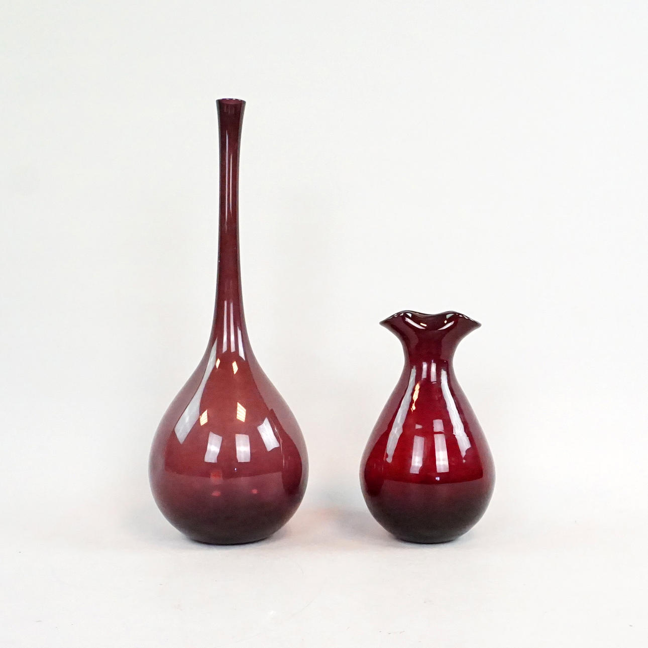 VASES, glass, 2 pcs.