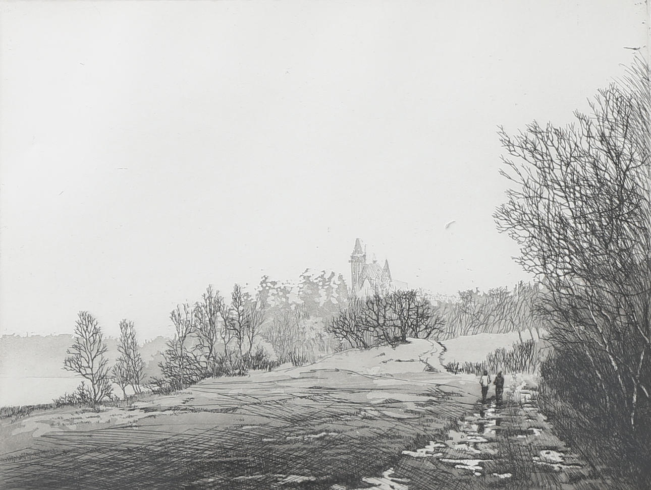 MATS ARONSSON. "Morgonrundan". Etsning, signerad, daterad 86, numrerad 61/150.