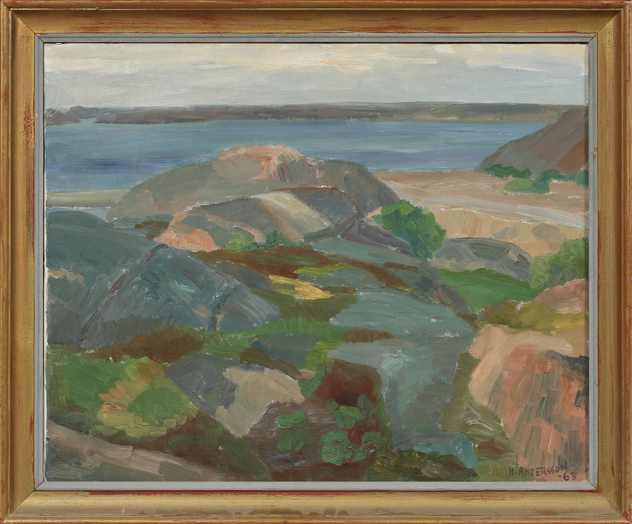 HELGE ANDERSSON. Kustlandskap, olja på duk, signerad.