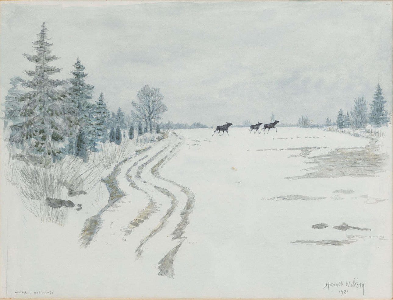 HARALD WIBERG. watercolour, signed, dated 1981.