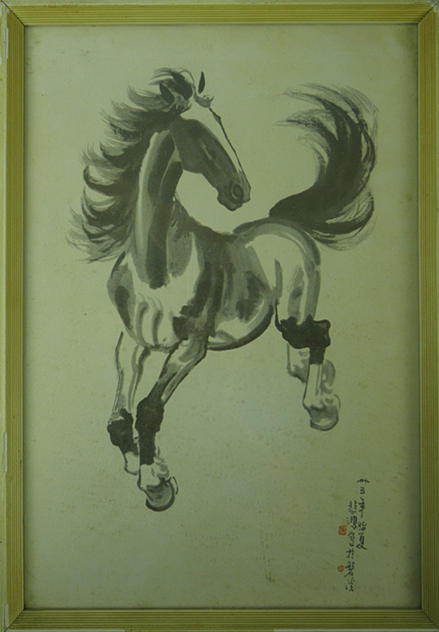 OIDENTIFIERAD KONSTNÄR. Utan titel, Akvarell. Häst.