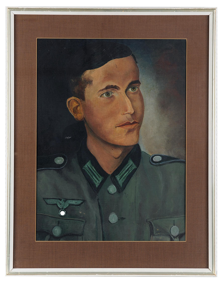 SOLDATENPORTRÄT. Porträtt av en ung soldat i tyska Wehrmacht.