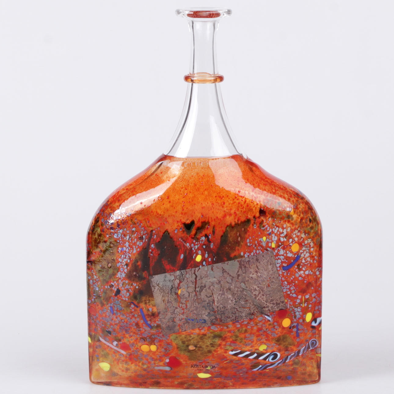 FLASKA, glas, "Satellite", Bertil Vallien, Kosta Boda, signerad.