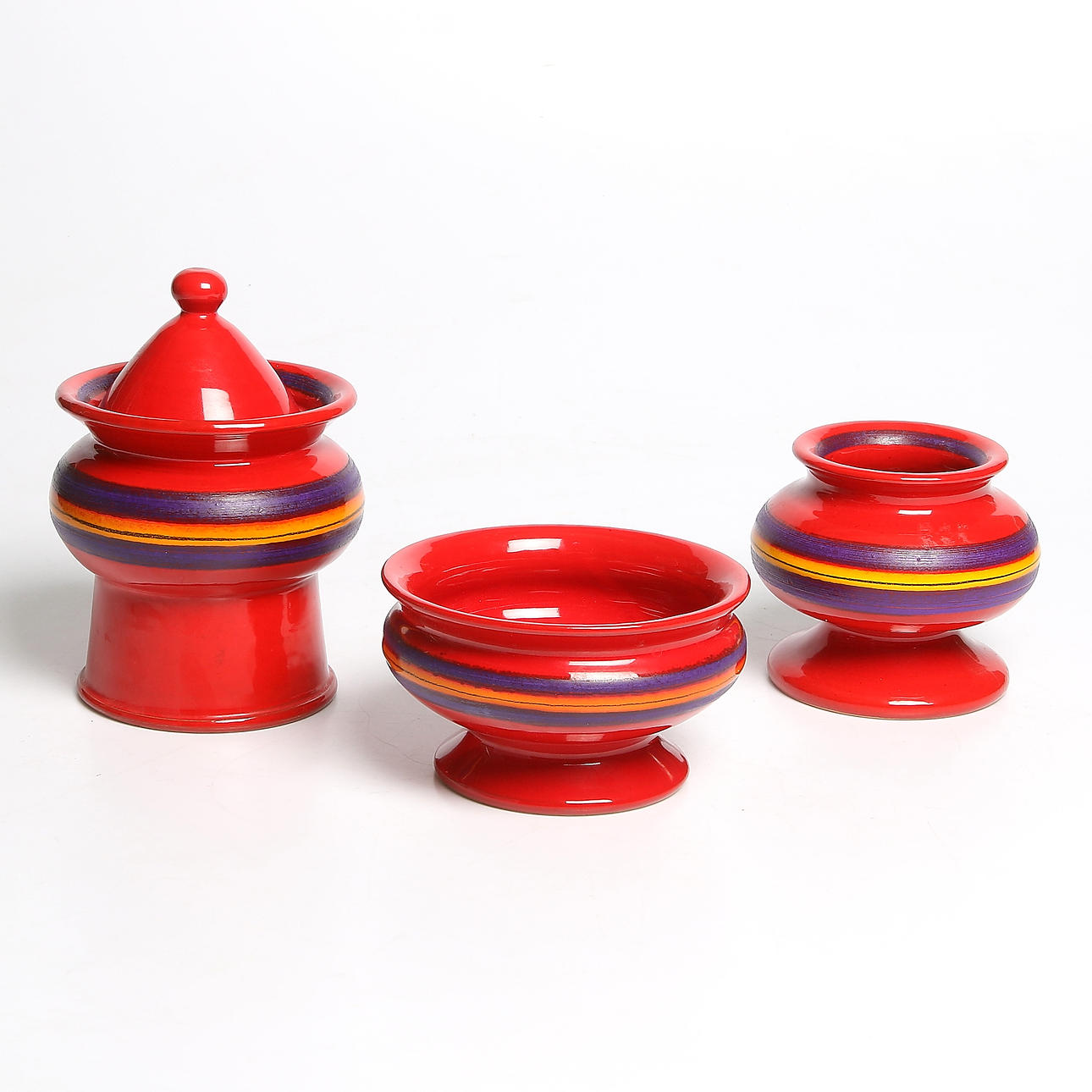 BONBONJÄR samt SKÅLAR, 3 delar, keramik, Bitossi, Rosenthal Netter, Italien. 1900-talets mitt.