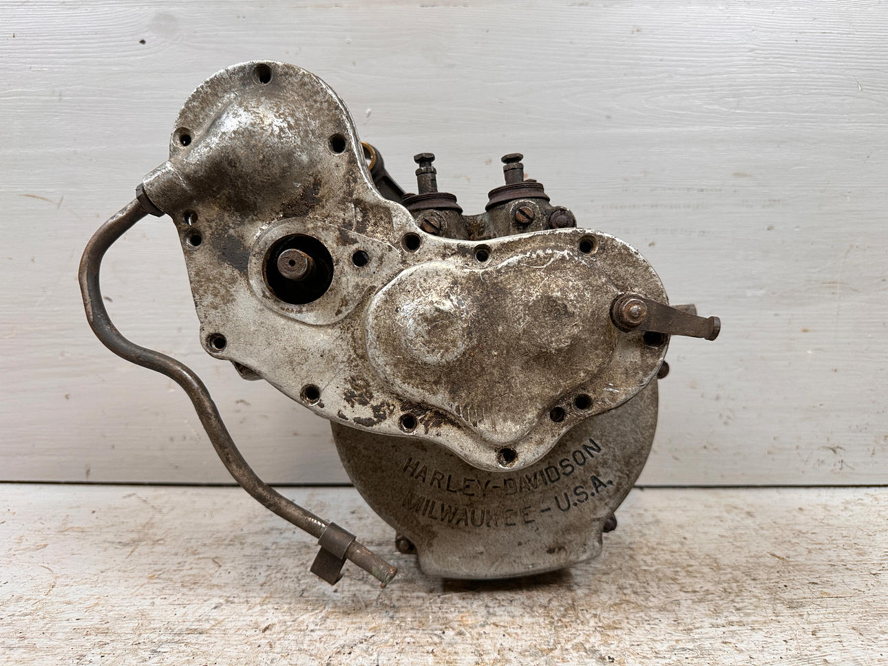 HARLEY DAVIDSON, engine block with crankcase, 350cc single, 1926, USA.