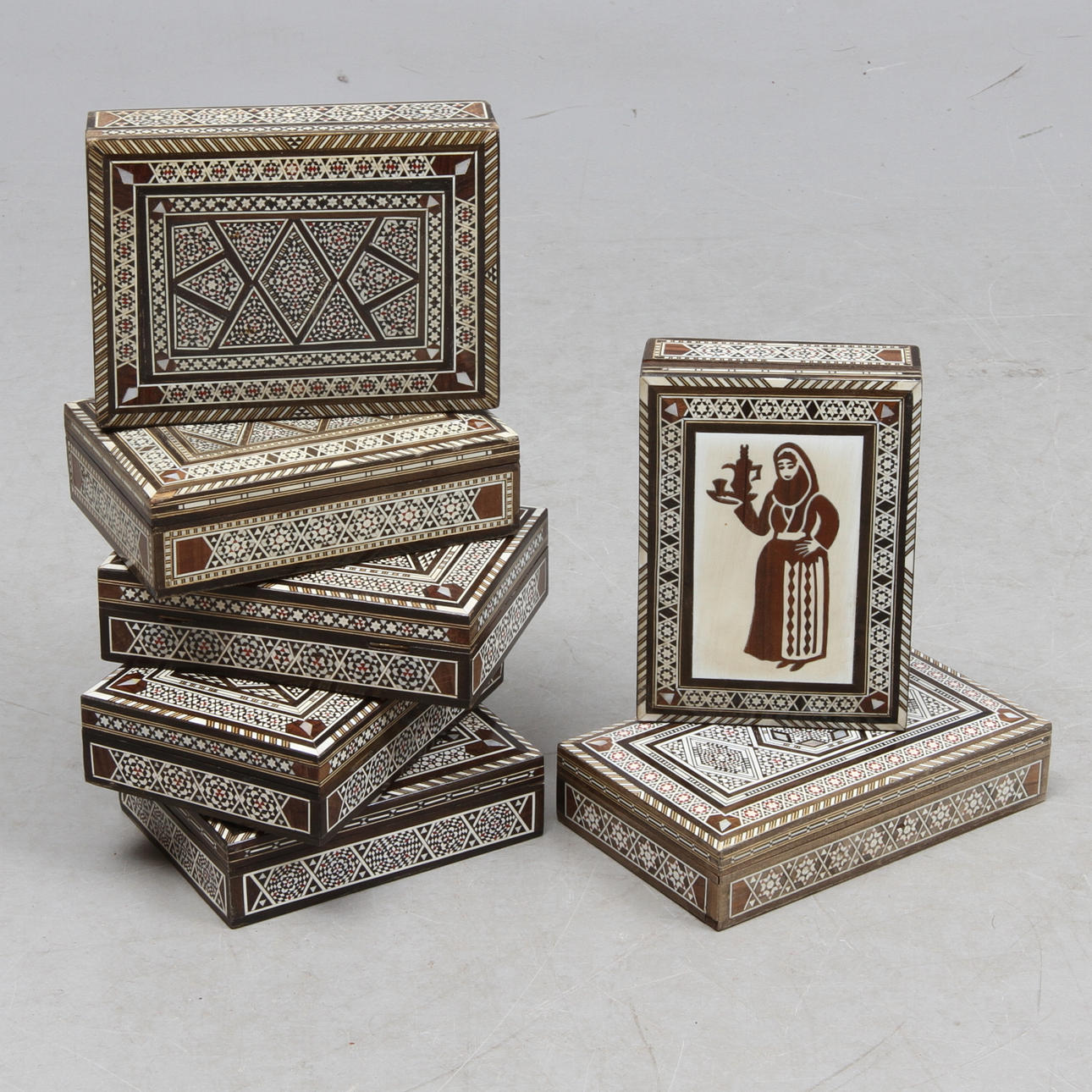 SKRIN, 7 st, orientaliska, 1900-tal.