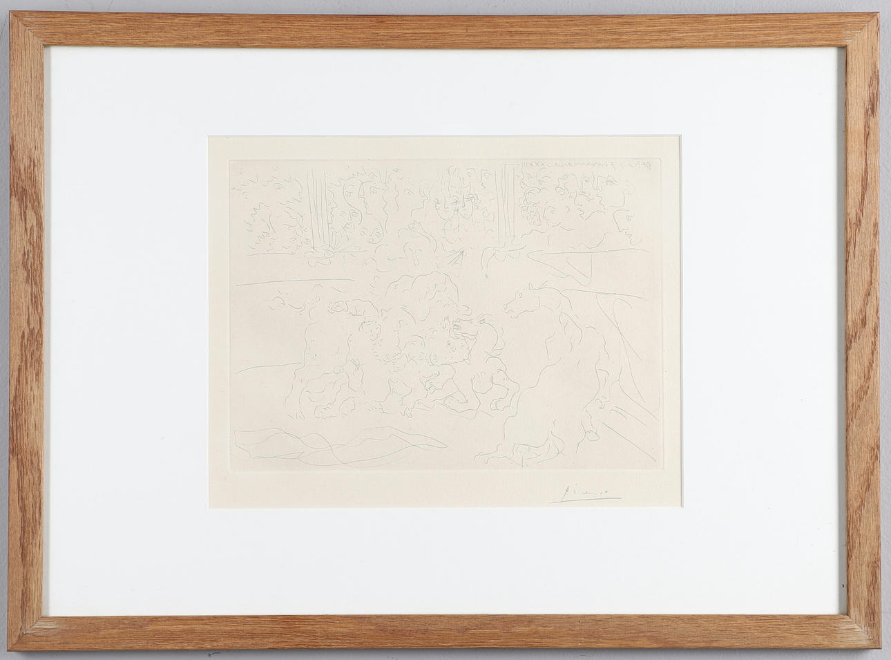 PABLO PICASSO (1889-1973). TAUREAU ET CHEVAUX DANS LA ARENE (VOLLARD SUITE, pl.15) (Bloch 203).