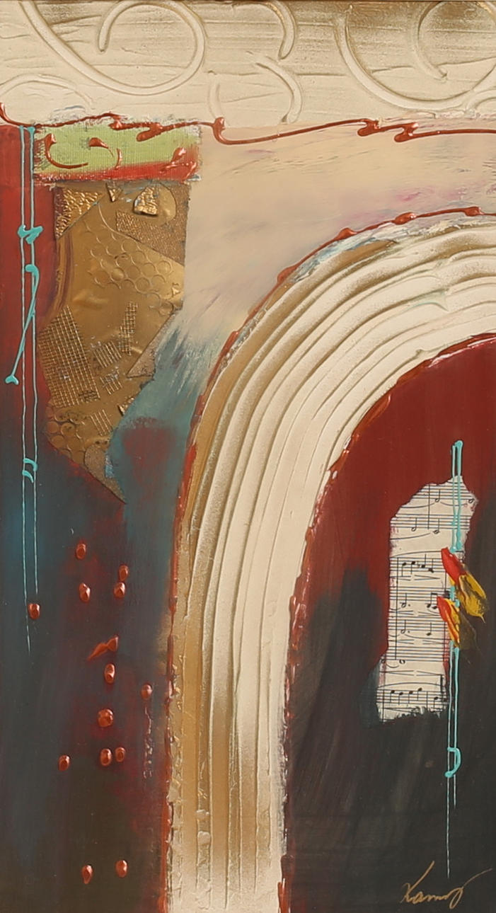 KAMY DELJOU. Mixed media, signed.