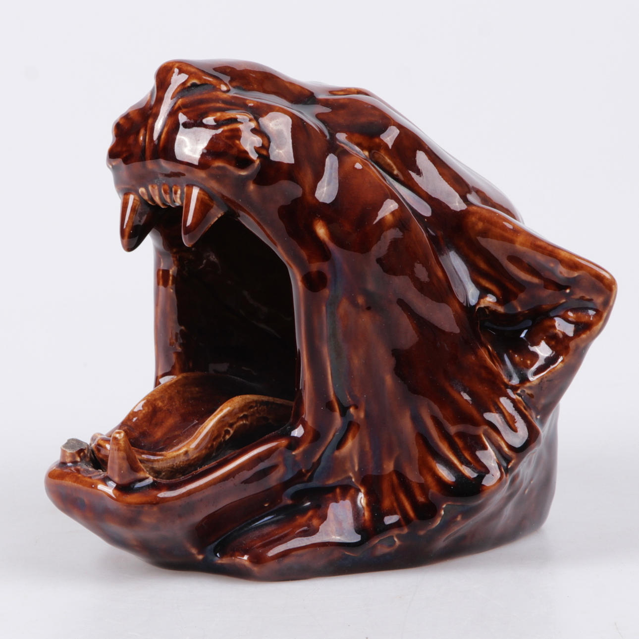 FIGURIN, porslin, tigerhuvud, Rörstrand, 1900-talets första hälft.