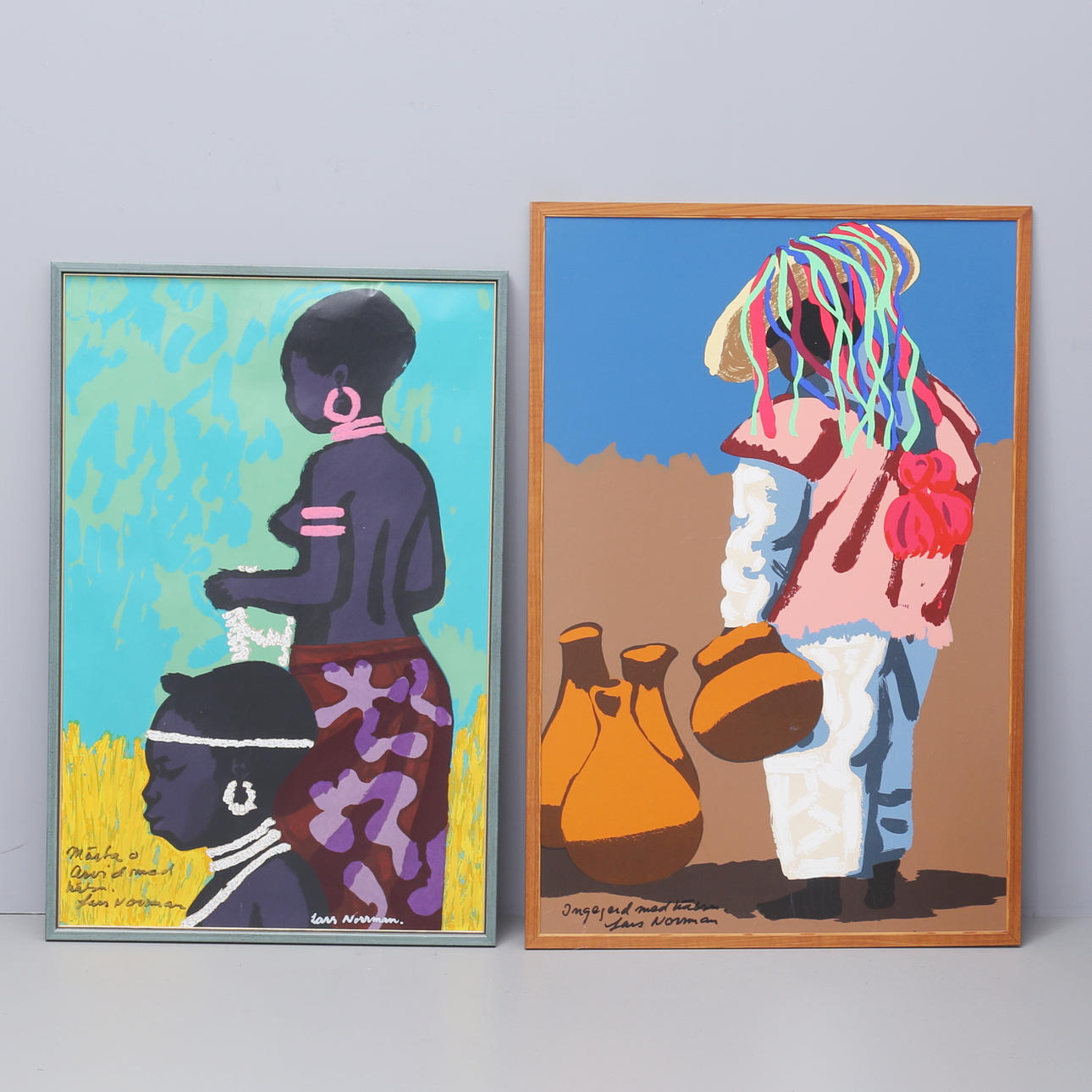 LARS NORRMAN. EFTER. TRYCK, inramade, 2 st, handsignerade.