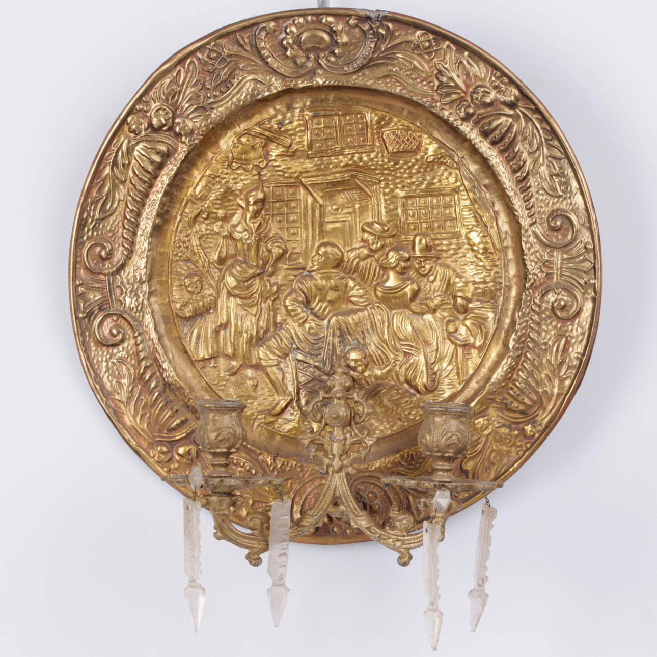 LJUSPLÅT, plåt, mässing samt prismor, 1900-tal.