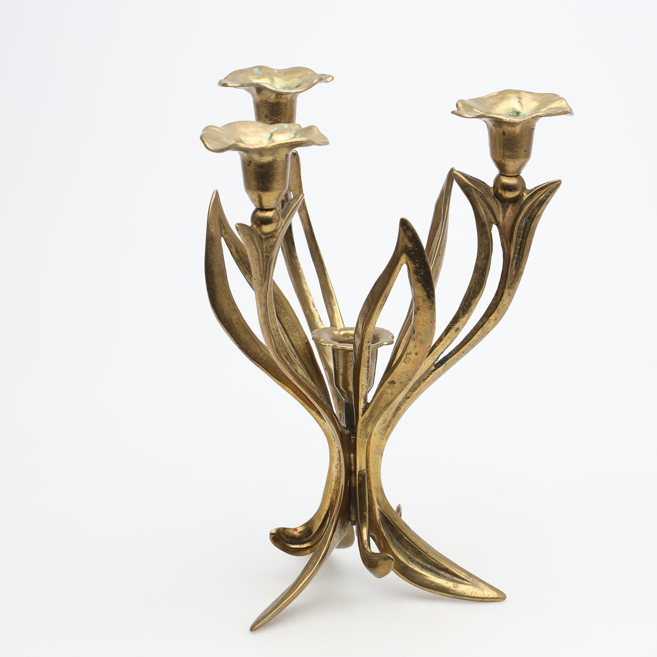 A metal candelabra, art nouveau.