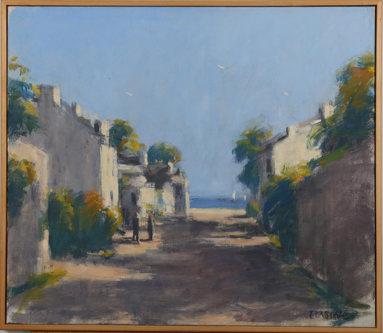 TORSTEN ERASMIE. Vägen mot havet, Beg-Meil, Bretagne, olja på duk, signerad Erasmie.