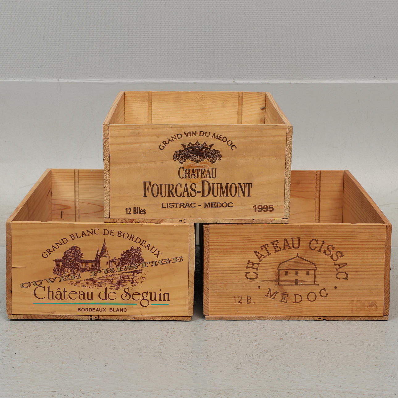 CHAMPAGNELÅDOR, 3 st. trä, 1900-tal.