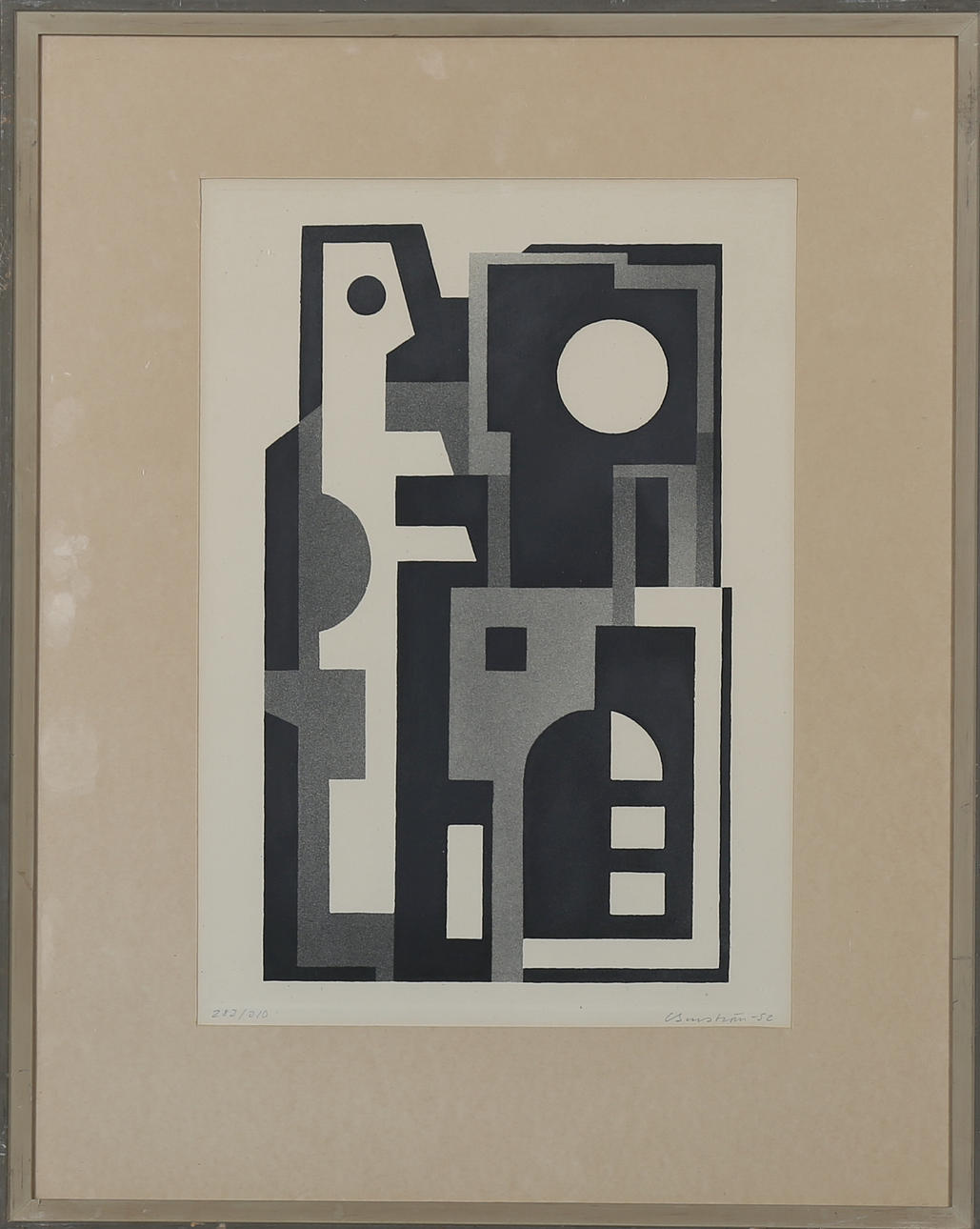 CURT BURSTRÖM. Geometrisk komposition, litografi, signerad och daterad -52 samt numrerad 283/310.