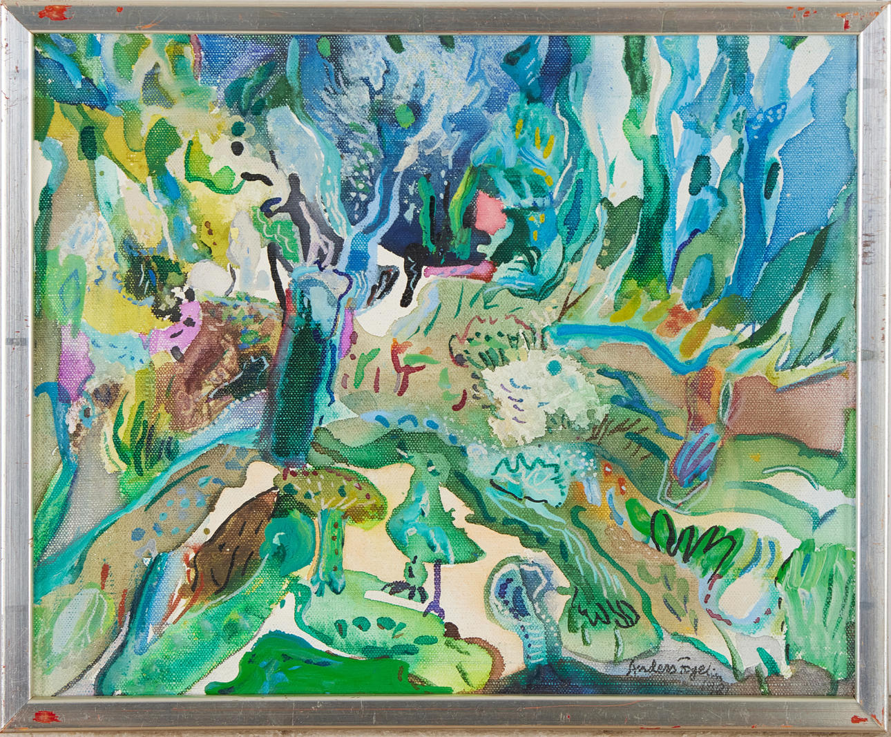 ANDERS FOGELIN. composition, oil on canvas mounted on panel, signed and dated 1981.