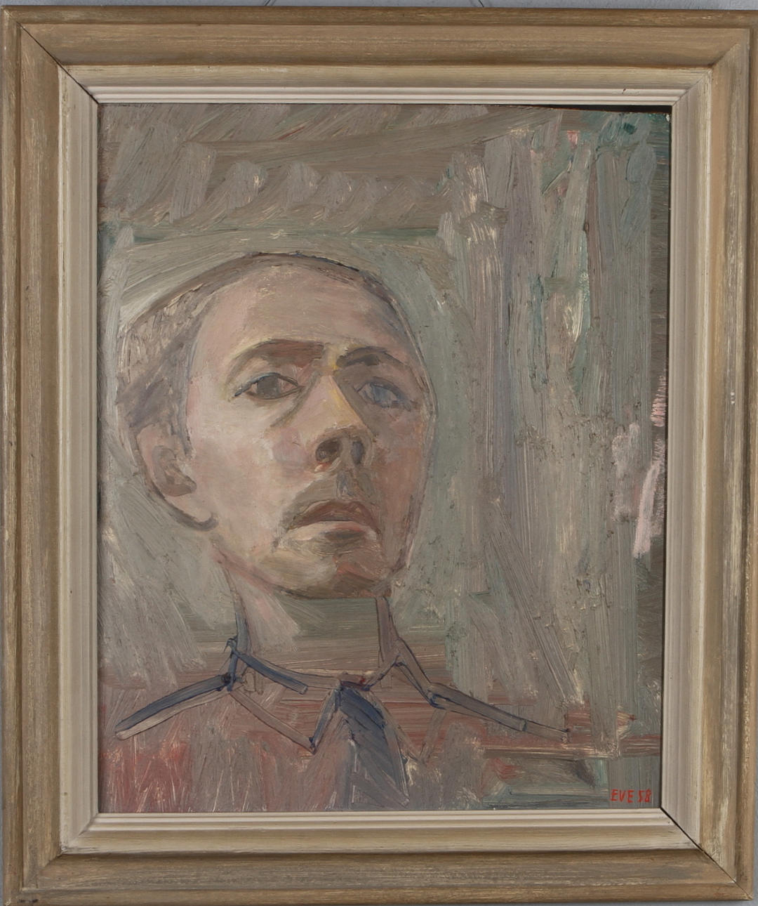 EVE ERIKSSON. Självporträtt, olja på pannå, signerad och daterad 58.