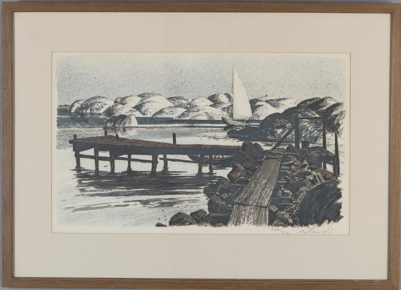 ROLAND SVENSSON. "Aftonsol", färglitografi, signerad och numrerad 240/310.