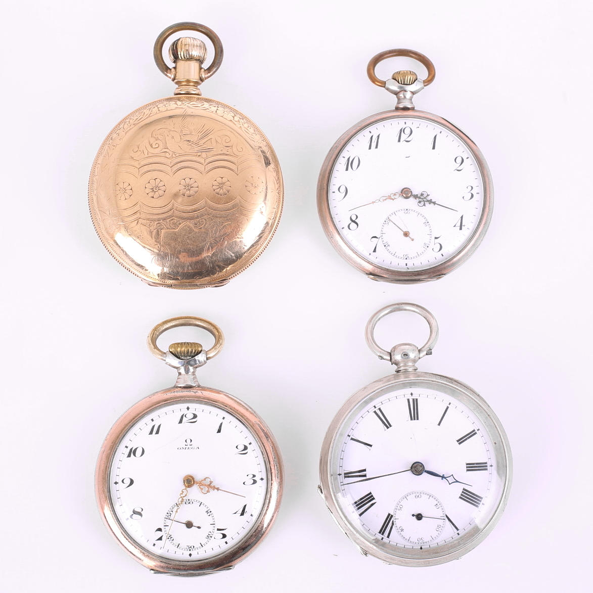 FICKUR, 4 st. Omega, silver, Hight&Fairfield, savonett, nyckeldragare silver, mfl.