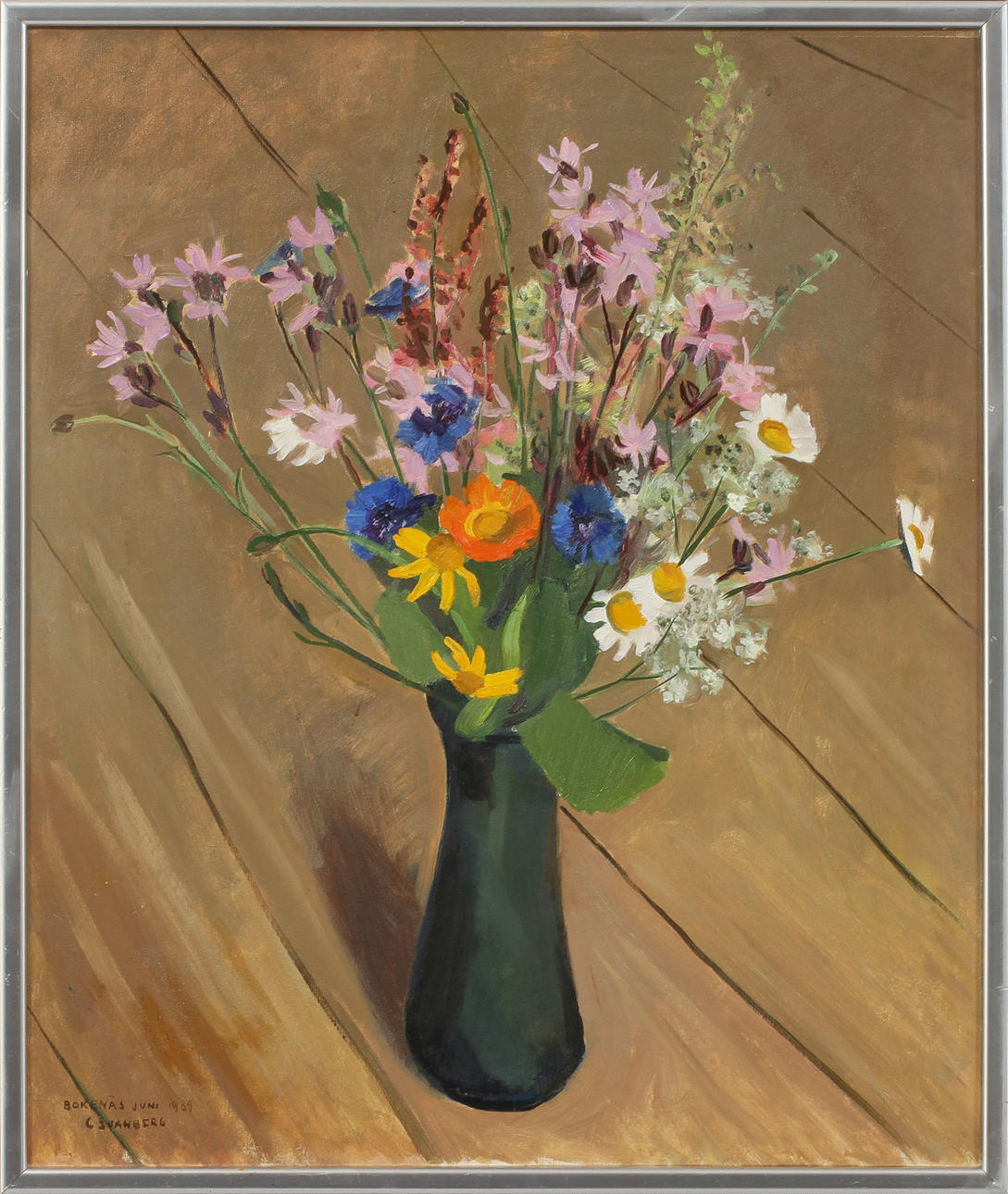 CARL SVANBERG. Blommor i vas, olja på duk, signerad.