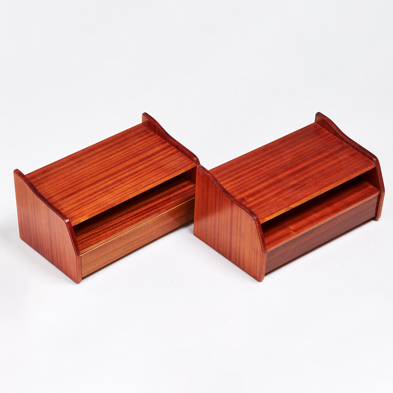 BEDSIDE TABLE, wall hung, 1 pair, mahogany veneer.