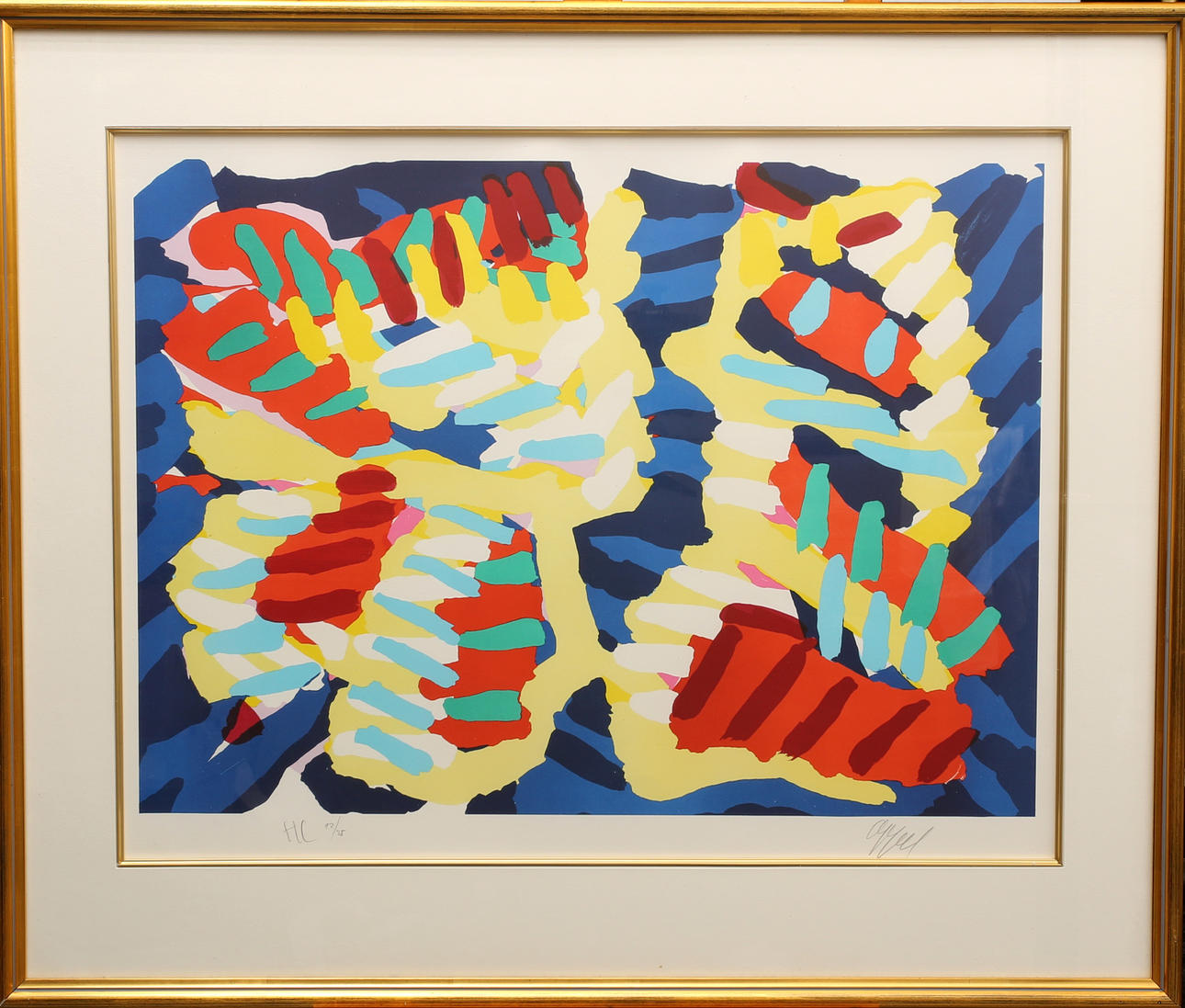 KAREL APPEL. COLOUR LITOGRAPHY Composition, HC numbered 12/25, signed.