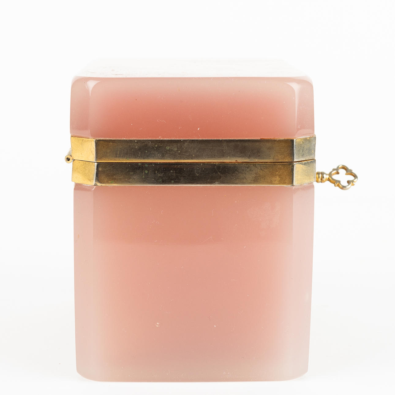 MURANO OPALINE FERRO オパーリン ハンドペイント 宝石箱 FRATELLI FERRO. Box, opaline glass with yellow metal. Murano