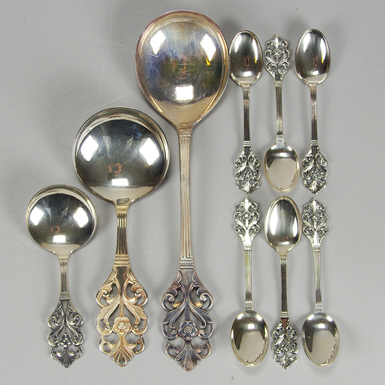 SKEDAR, 9 delar, silver, Norge.