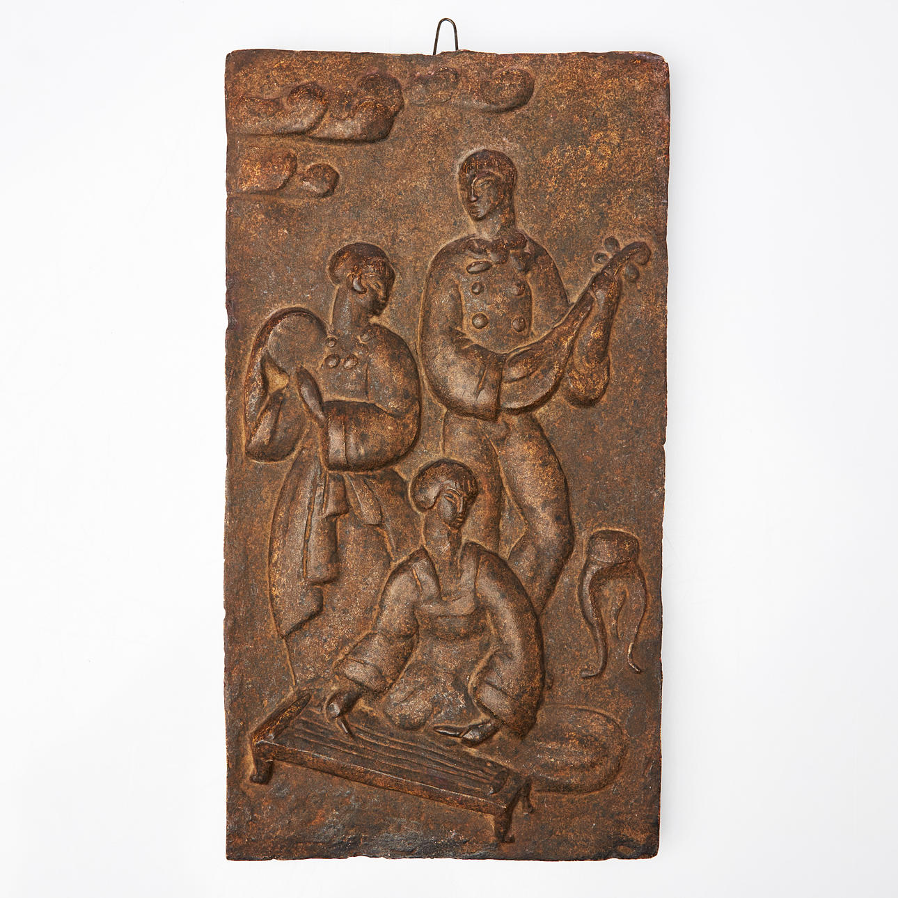 ERIC GRATE. Musical figures, wall relief, ceramic, signed on the back.