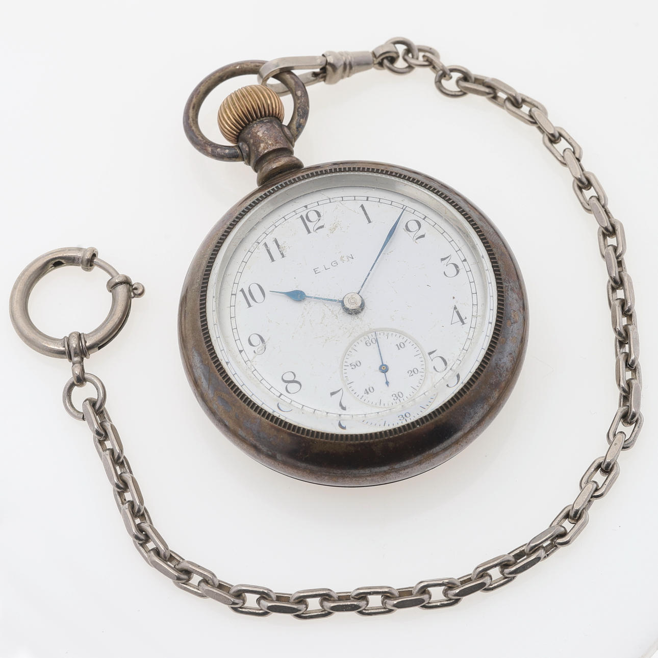 Pocket watch, sterling silver, Elgin.