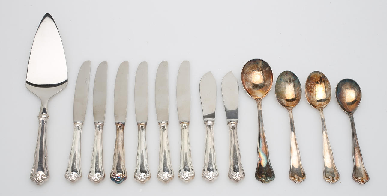 BESTICK, 13 st, silver, "Symfoni", MEMA, vikt 454 gram.