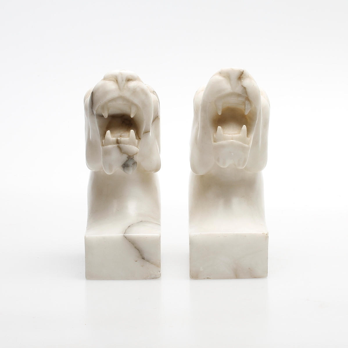 BOKSTÖD, ett par, marmor, 1900-tal.