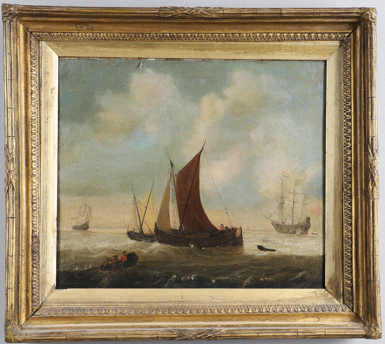 FOLLOWER OF HENDRICK JACOBSZ. DUBBELS (1621-1707). SEASCAPE WITH FISHING BOATS AND OTHER VESSELS.