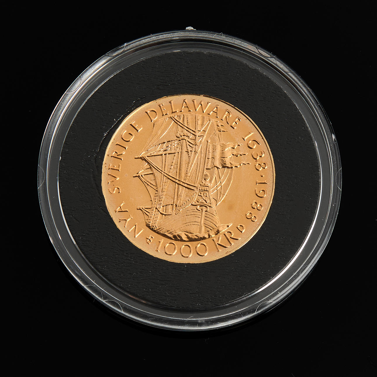 GOLD COIN 1000kr 1988. 350th Anniversary of the Colony of New Sweden ...