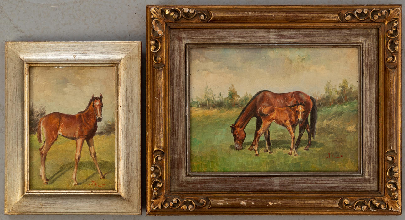 UNBEKANNTER KÜNSTLER. 2 Gemälde: Pferde.