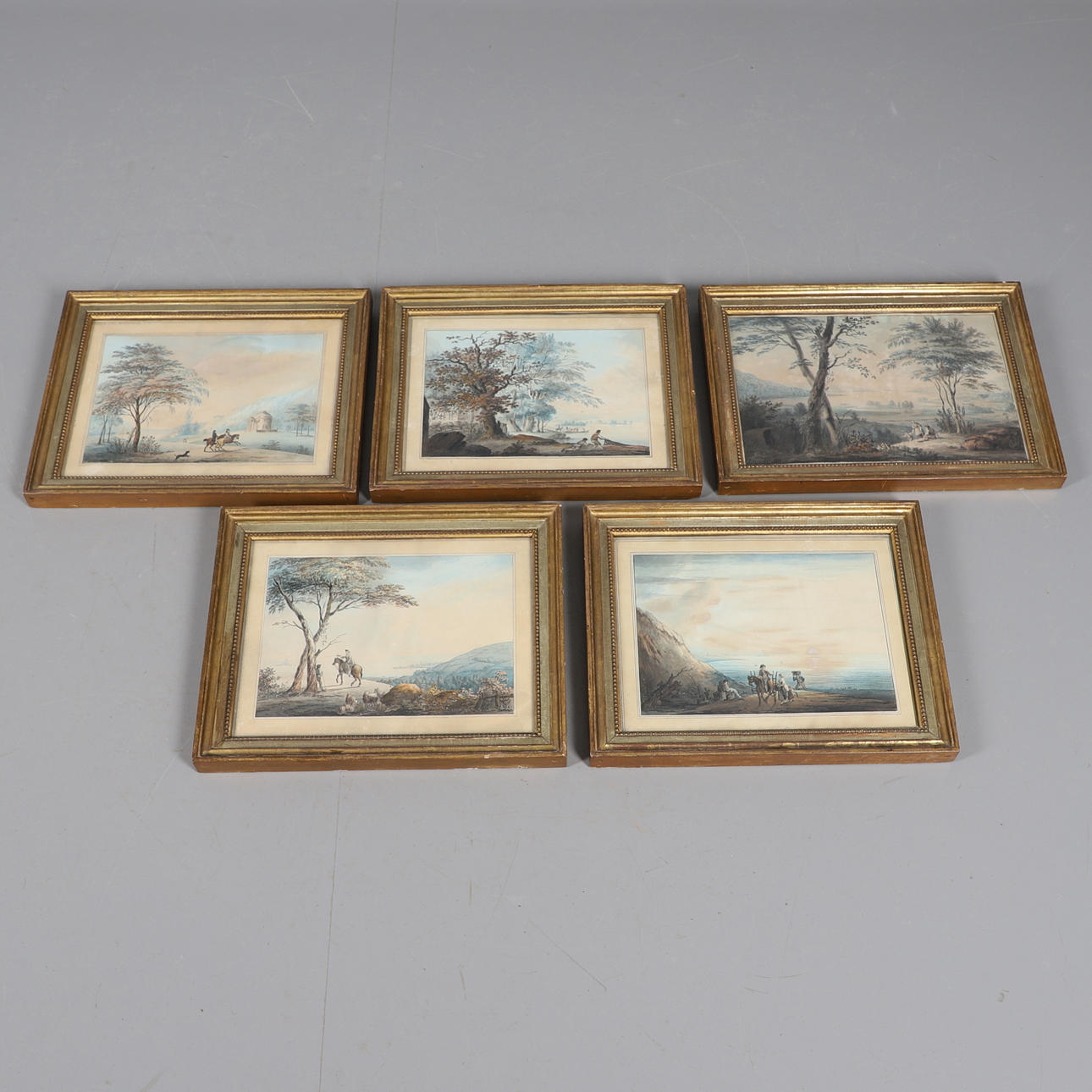 NICHOLAS POCOCK (1740-1821). PICTURESQUE SCENES: VIEW UPON THE ISLAND OF WINDERMERE & BELLE ISLE; VIEW OF WINDERMERE WATER & BELLE ISLE; ST MICHAEL'S WITH SUN RISING; NR ST MICHAEL'S MOUNT, CORNWALL.