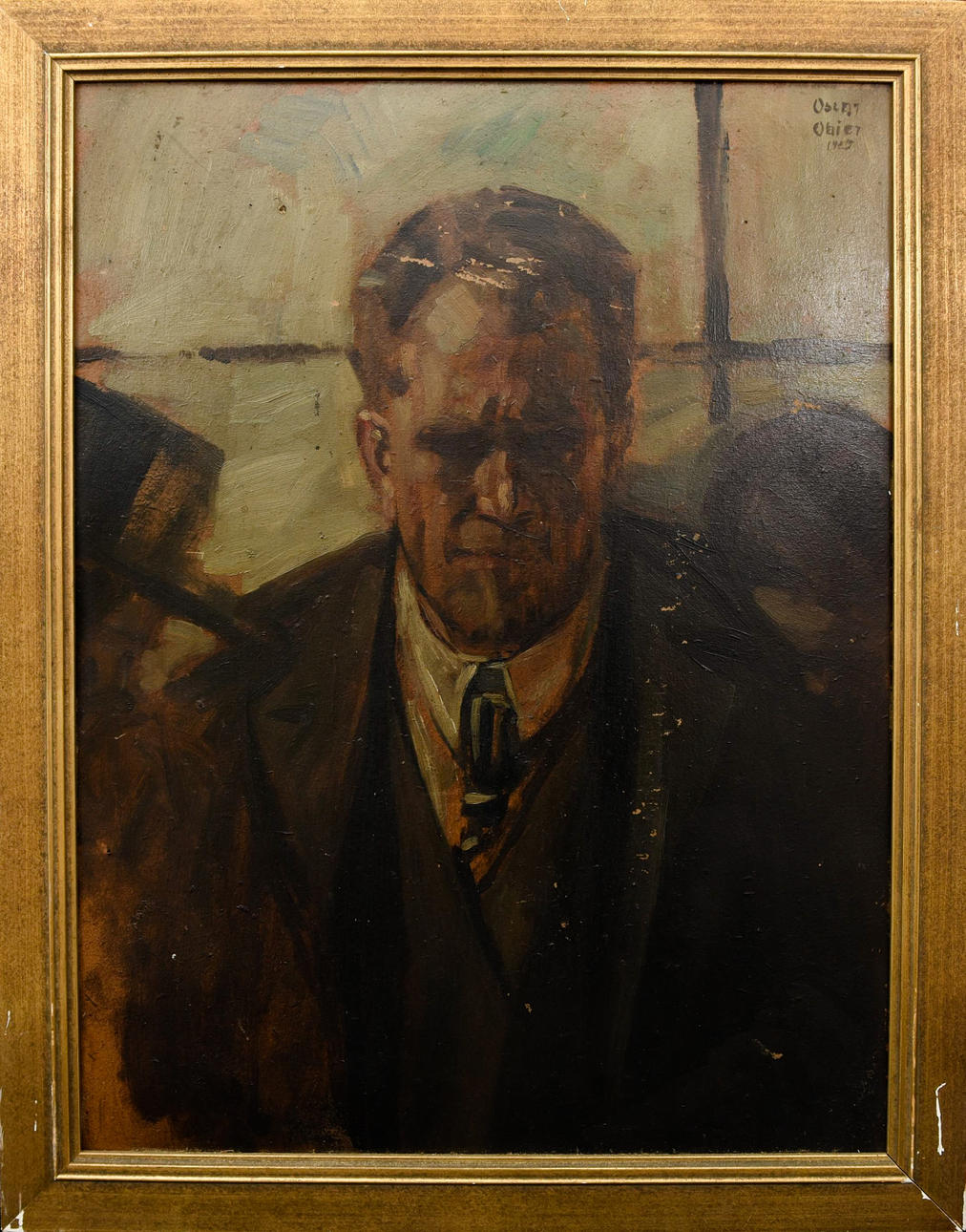 OBIER OSCAR. ”Porträtt av enes Mannes”, olja på duk, signerad. ”Obier Oscar,” Dat. 1925.