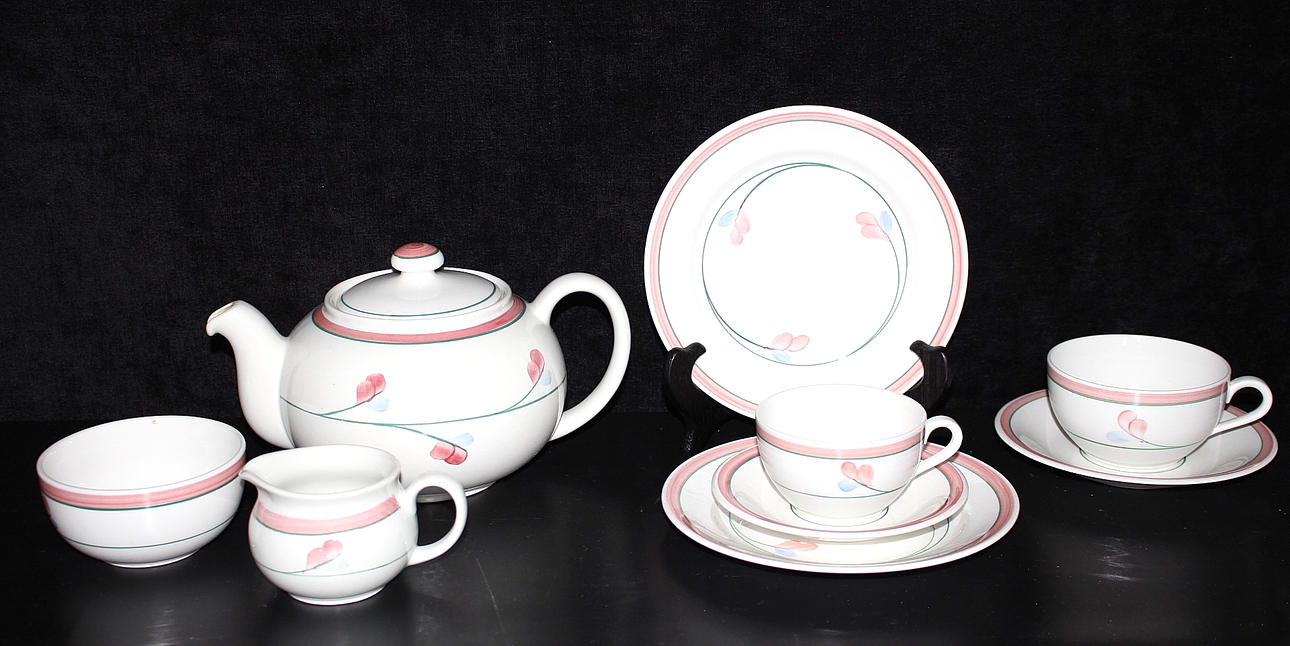 KAFFESERVIS, med Theservis delar, 52 delar, porslin, "Jenny" Rörstrand.