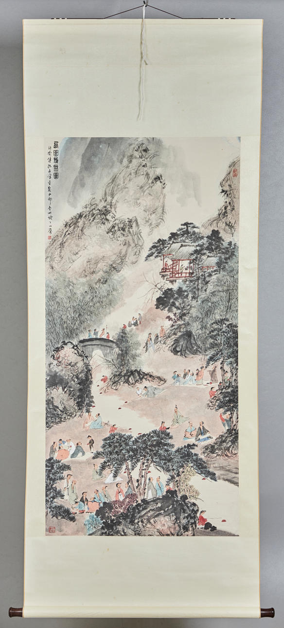 Rollbild, Im Garten.