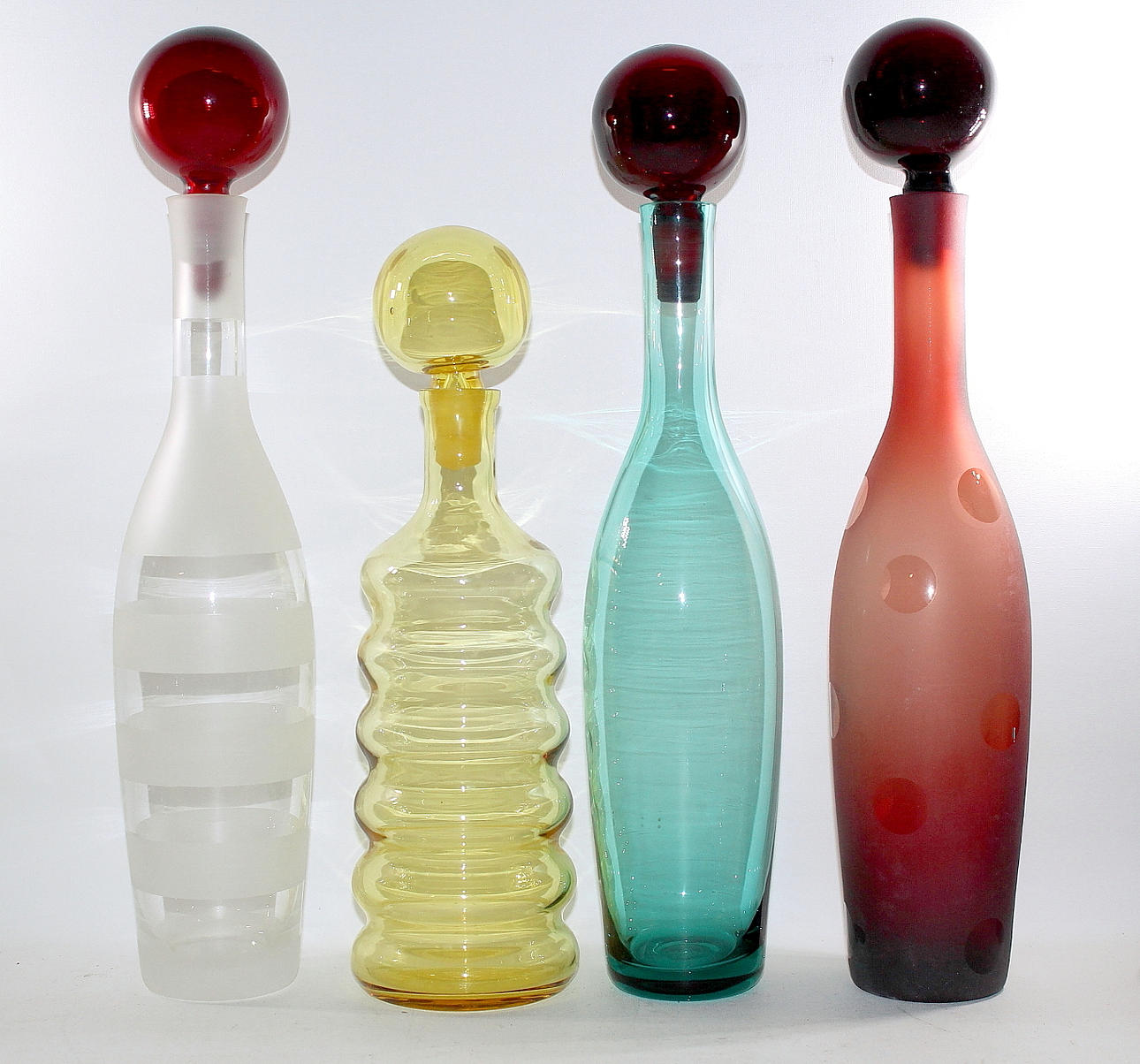 KARAFFER, glas, 4 st, Älmhults glasbruk.