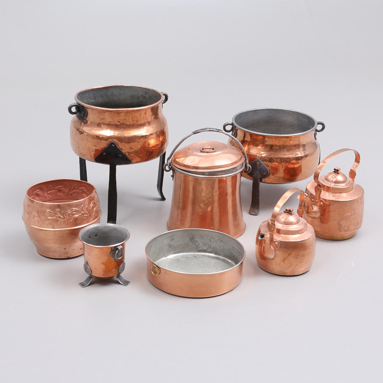 A set of 8 copper objects, 1800/ 20th century. Silver & Metals - Pewter ...