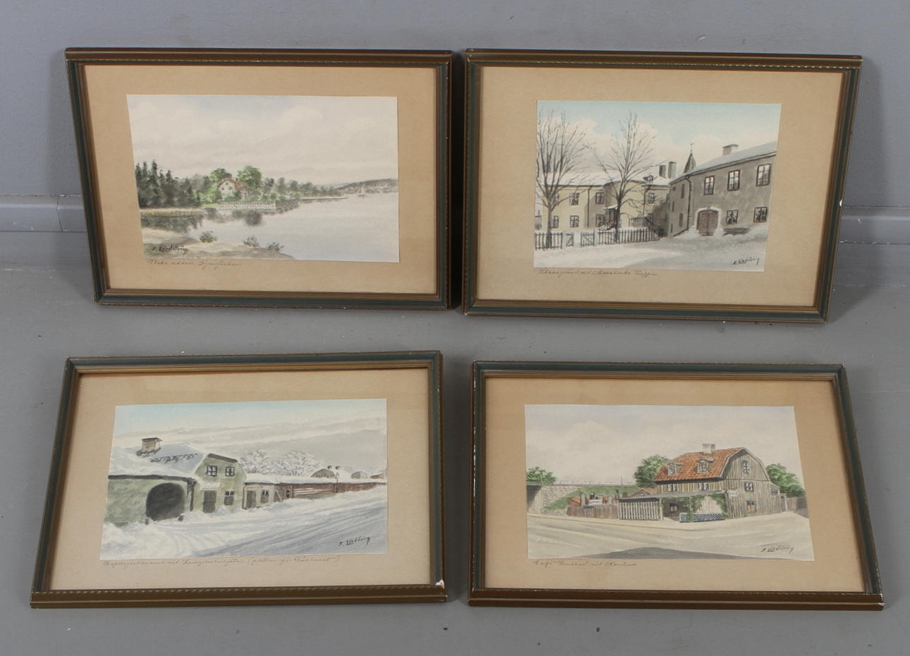FRANS LINDSTRÖM. 4 st, akvarell, signerade.