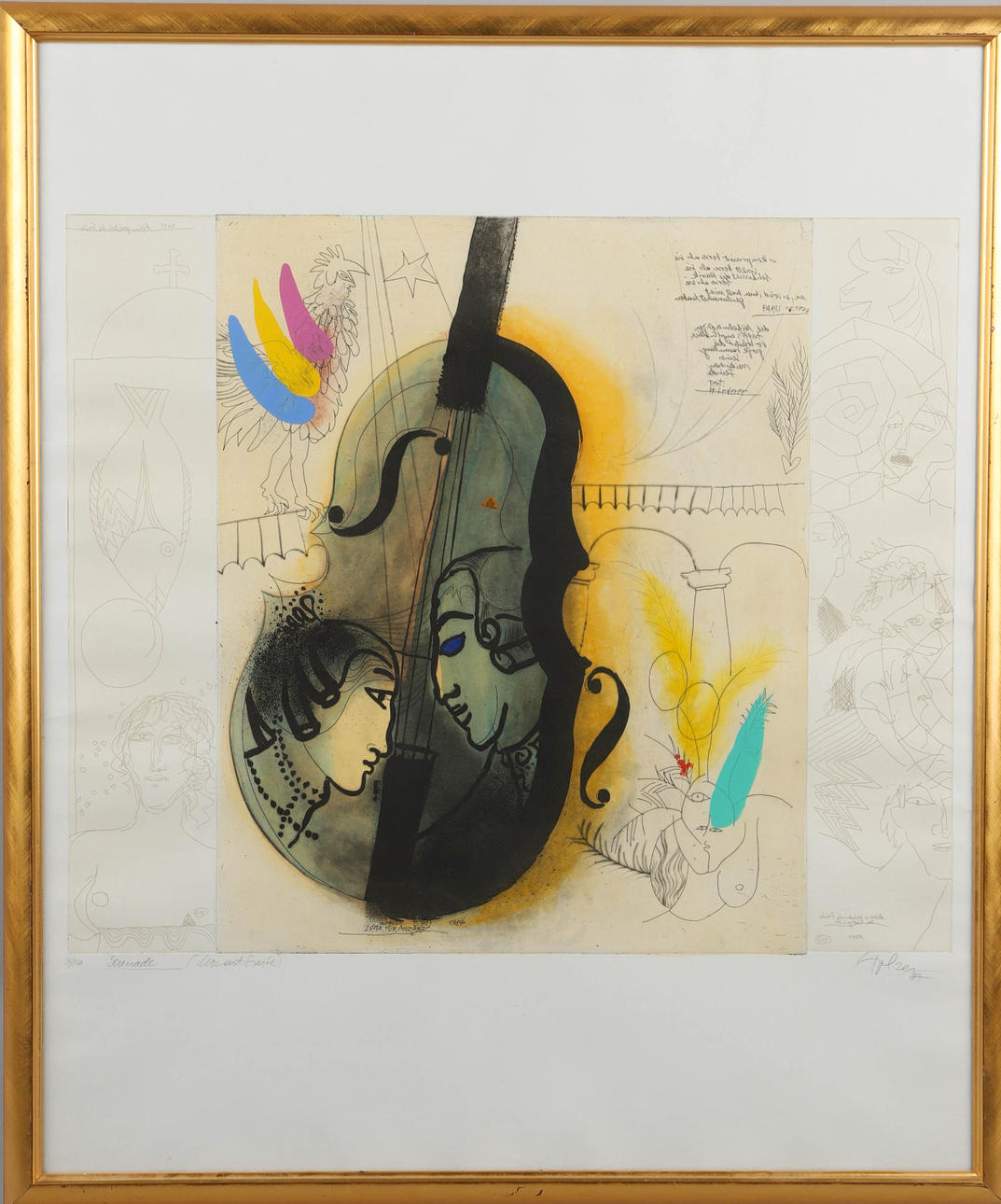 ADI HOLZER (ÖSTERRIKE, FÖDD 1936). “Seranade Mozart Suite”, colour etching, signed and titled.