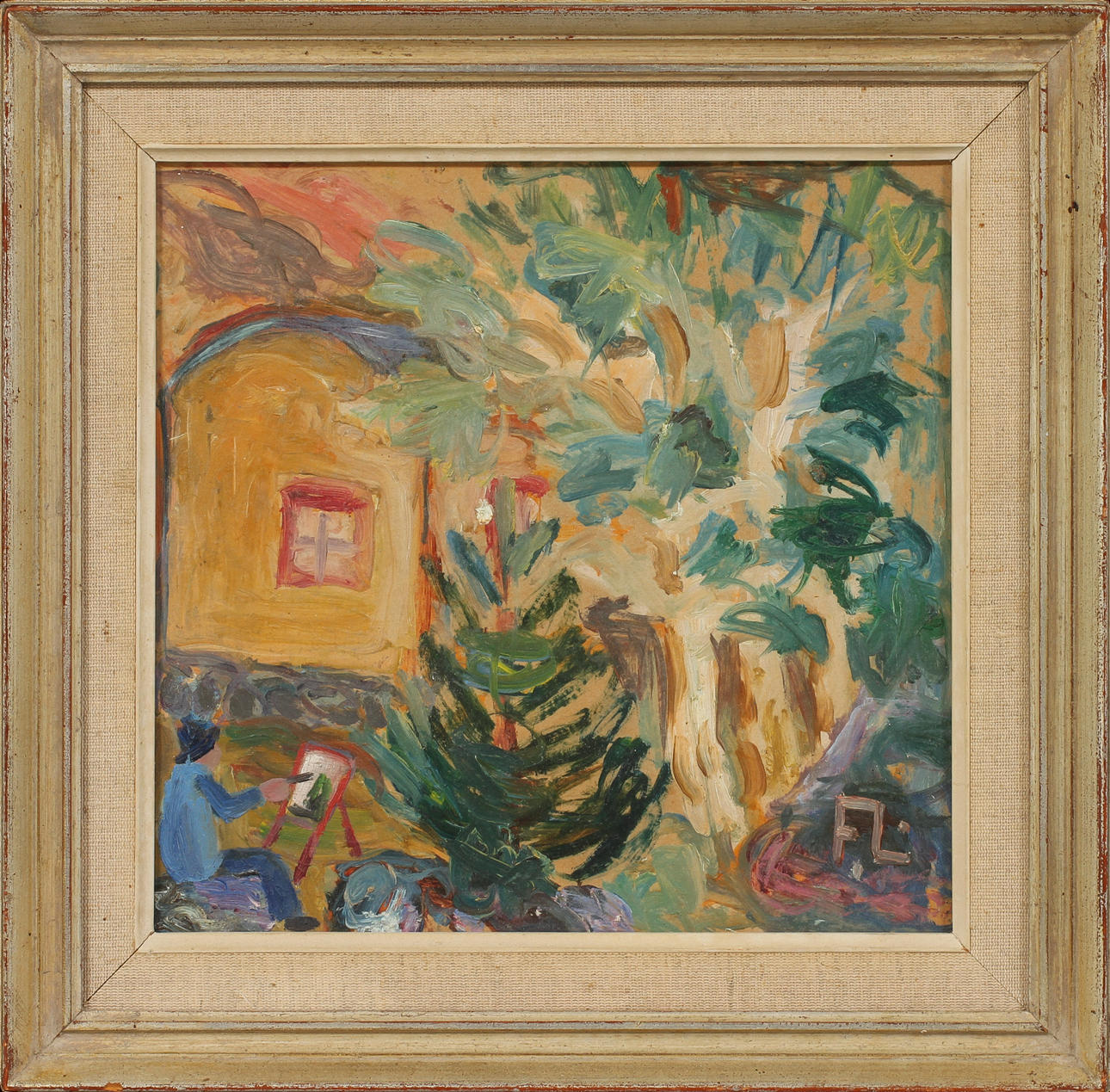 FRANS LARSSON. olja på pappkartong, sign.