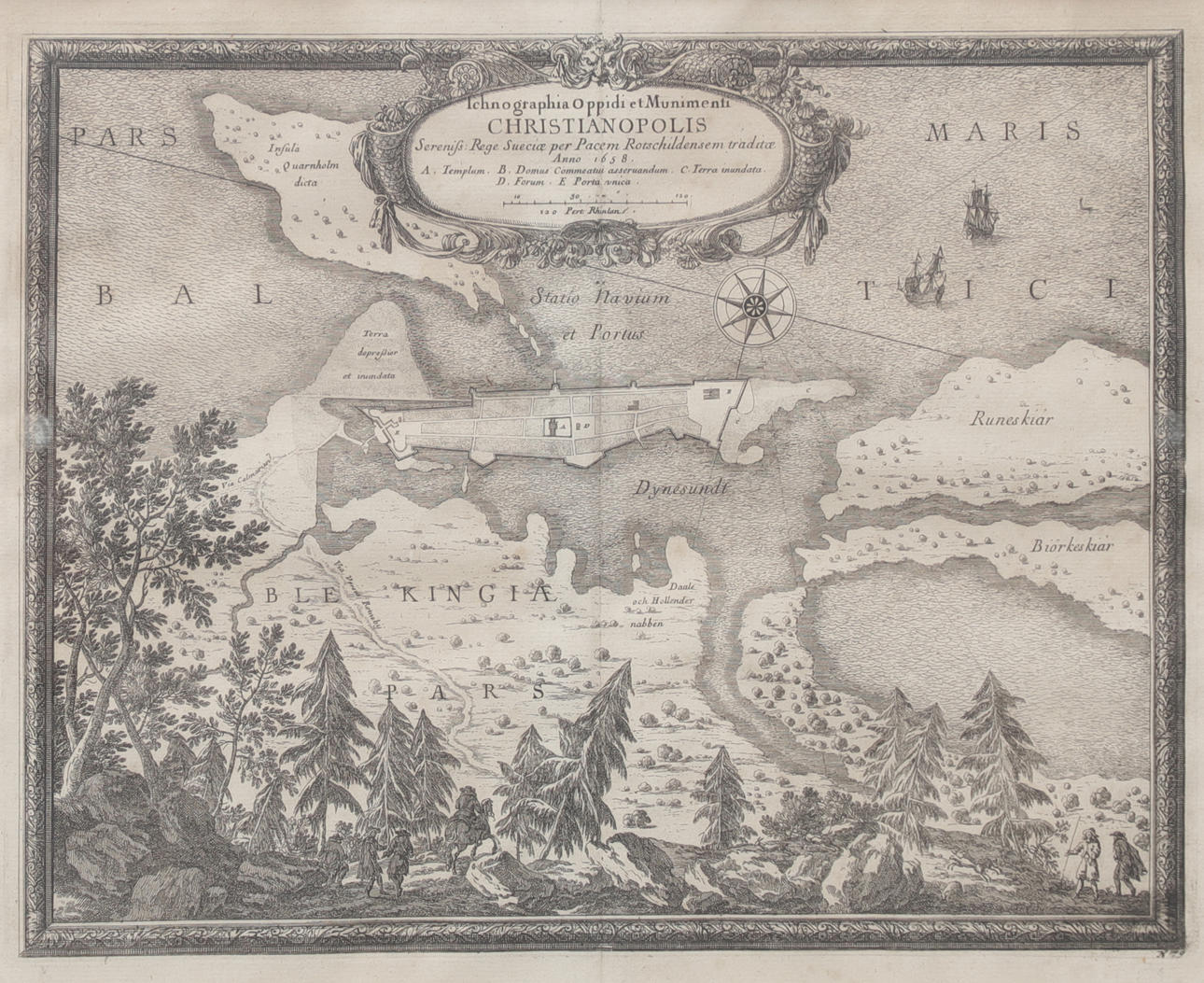 MAP, Christianopolis, etching, Erik Dahlberg, 1658. Books, Maps ...