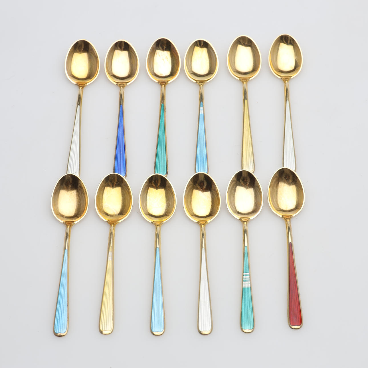 MOCCASKEDAR 12 stycken, David Andersen, Norway silver ca 87 gram.