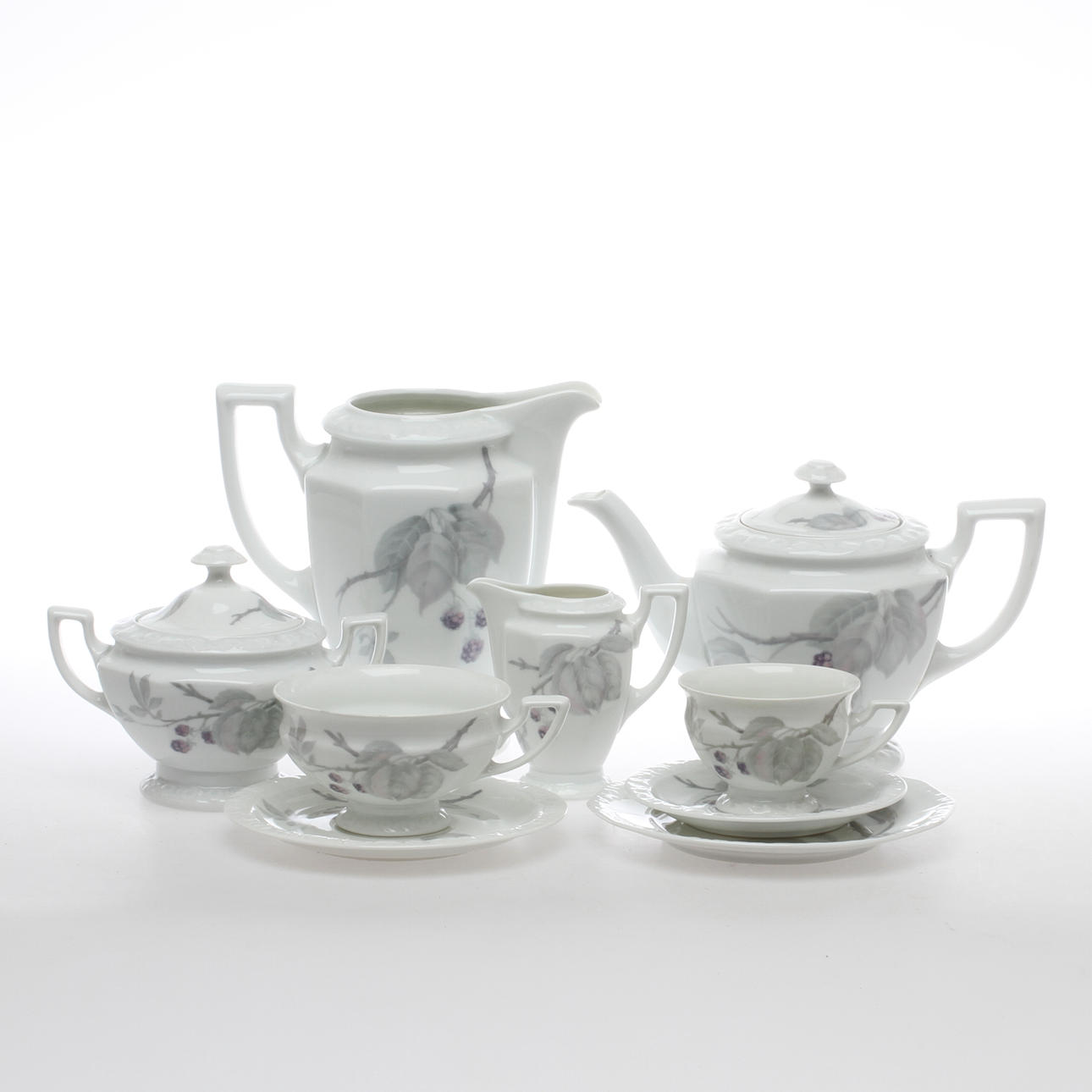 KAFFE- och TESERVIS, 44 delar, porslin, "Maria" Björnbär, Rosenthal.