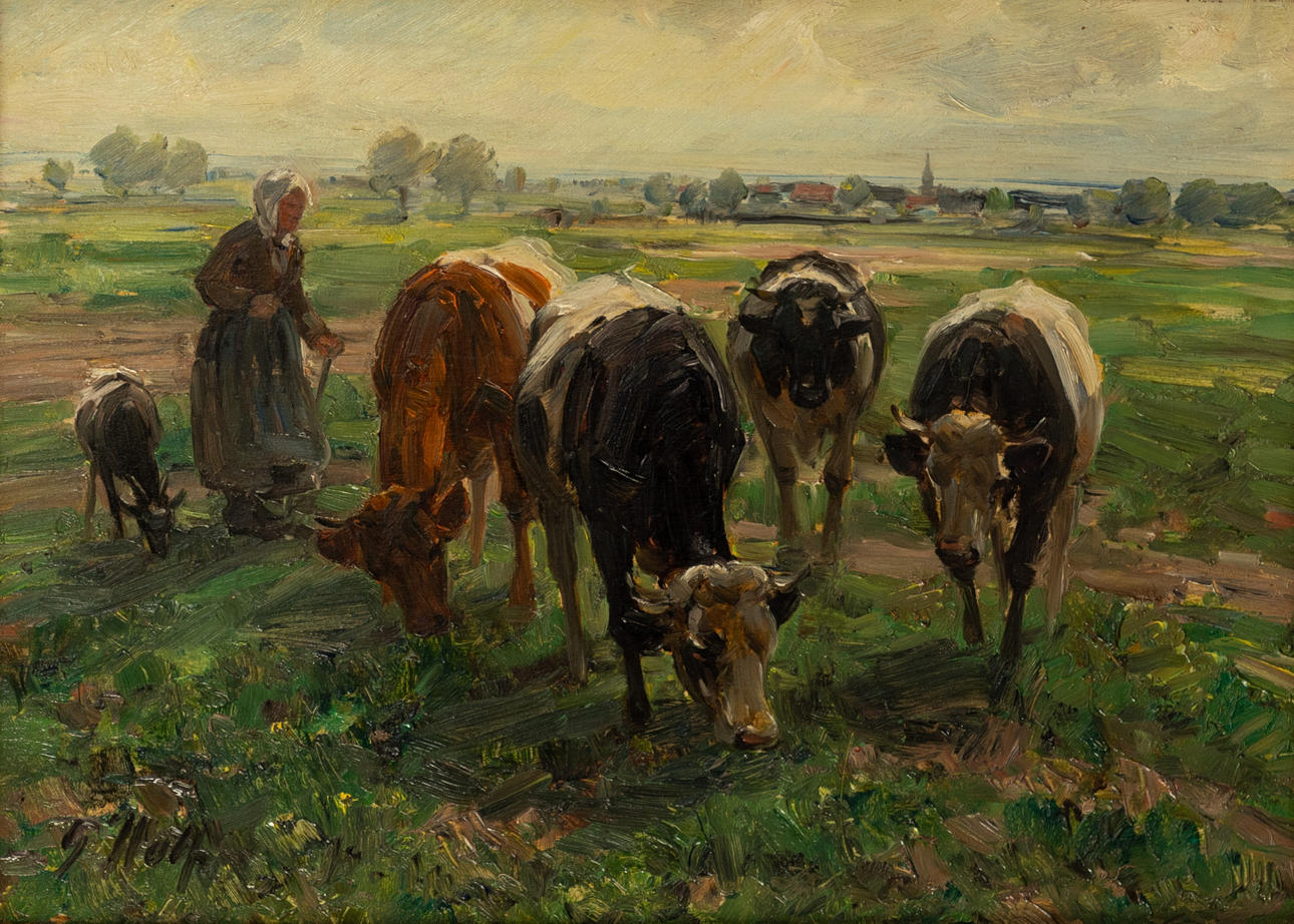 GEORG WOLF (1882-1962). Magd mit Kühen.