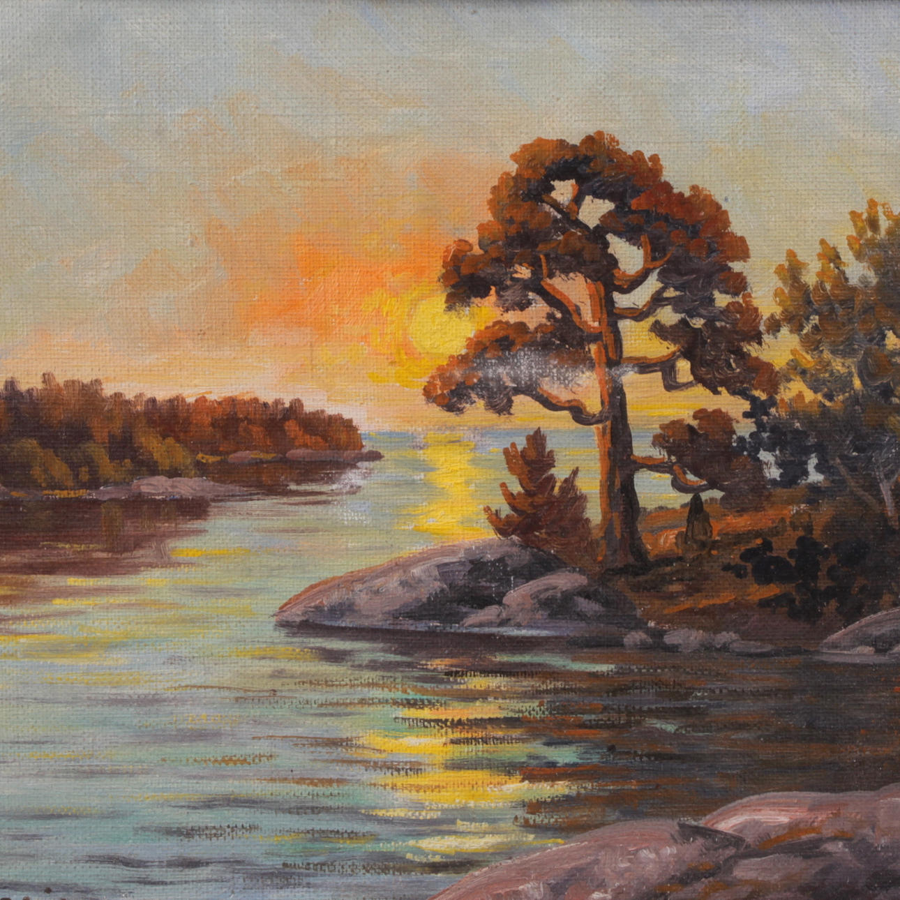 BO VON SCHWERIN. Olja på duk, Solnedgång, signerad.